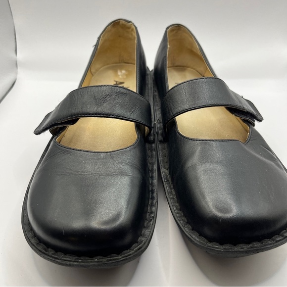 Women's ALEGRIA Black Leather Mary Jane Comfort Shoes Size 38/7 Hook And Eye - Picture 2 of 10